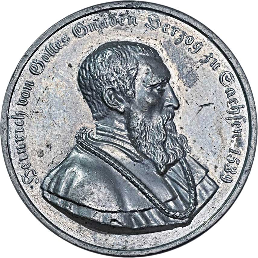 Medaille auf das 300-jährige Reformationsjubiläum im Herzogtum Sachsen 1839 (Museum im Melanchthonhaus Bretten CC BY-NC-SA)