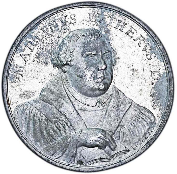 Medaille auf das 300-jährige Reformationsjubiläum 1817 (Museum im Melanchthonhaus Bretten CC BY-NC-SA)