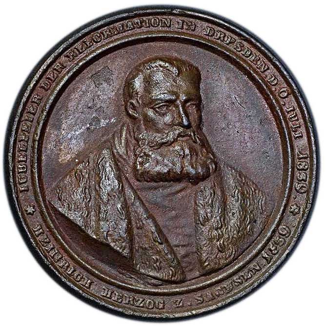 Medaille auf das 300-jährige Reformationsjubiläum in Dresden 1839 (Museum im Melanchthonhaus Bretten CC BY-NC-SA)