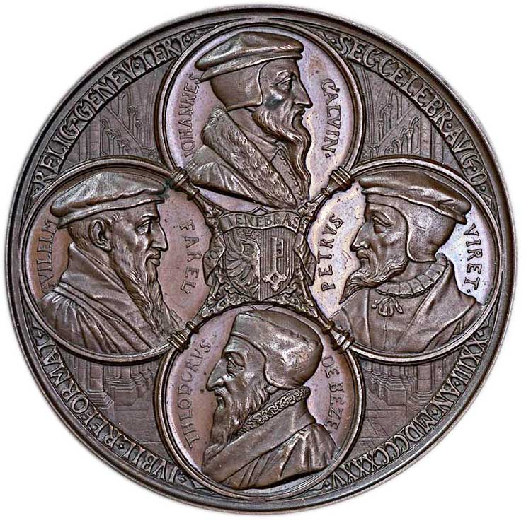 Medaille auf das 300-jährige Reformationsjubiläum in Genf 1835 (Museum im Melanchthonhaus Bretten CC BY-NC-SA)