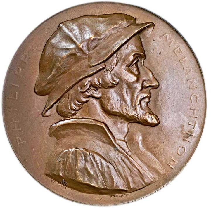 Medaille anlässlich der Einweihung des Melanchthonhauses Bretten 1903 (Museum im Melanchthonhaus Bretten CC BY-NC-SA)