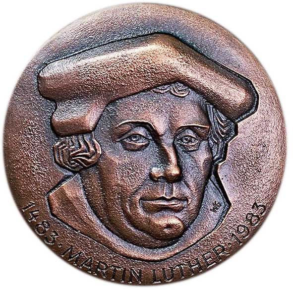 Medaille 1983 zum 500. Geburtstag Martin Luthers 1983 (Museum im Melanchthonhaus Bretten CC BY-NC-SA)