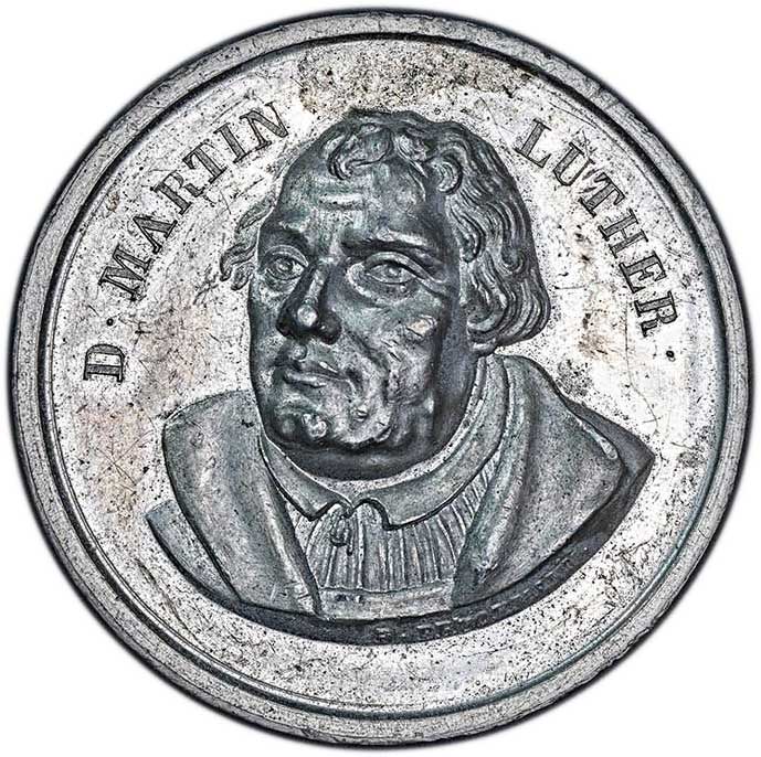 Medaille auf das 300-jährige Reformationsjubiläum 1817 (Museum im Melanchthonhaus Bretten CC BY-NC-SA)