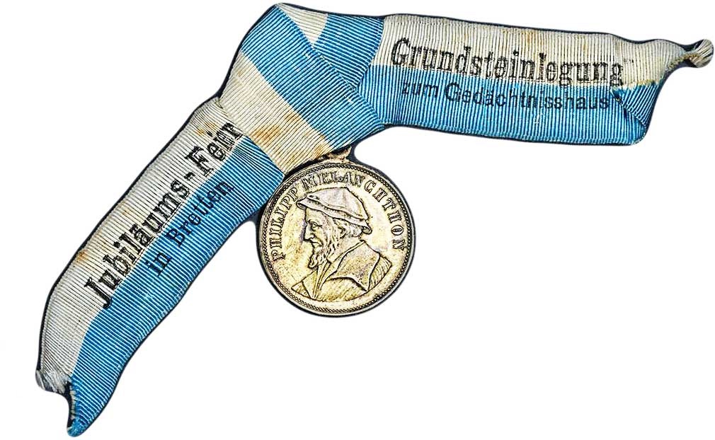 Medaille zum 400. Geburtstag von Philipp Melanchthon 1897 (Museum im Melanchthonhaus Bretten CC BY-NC-SA)