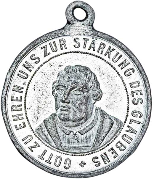 Medaille  auf Luthers 400. Geburtstag 1883 (Museum im Melanchthonhaus Bretten CC BY-NC-SA)