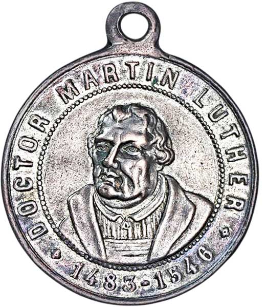 Medaille  auf Luthers 400. Geburtstag 1883 (Museum im Melanchthonhaus Bretten CC BY-NC-SA)