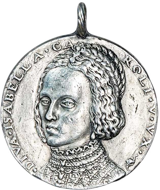 Medaille zur Erinnerung an die verstorbene Gemahlin des Kaisers Karl V. Isabella von Portugal, um 1549 (Museum im Melanchthonhaus Bretten CC BY-NC-SA)