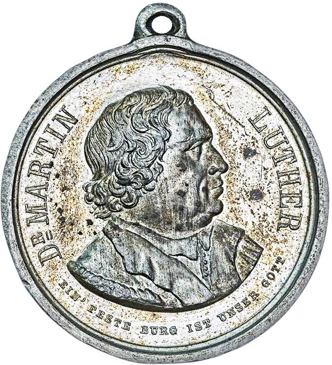 Medaille auf Luthers 400. Geburtstag 1883 (Museum im Melanchthonhaus Bretten CC BY-NC-SA)
