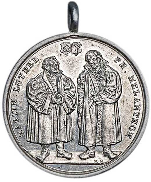 Medaille zu Luther und Melanchthon (Museum im Melanchthonhaus Bretten CC BY-NC-SA)