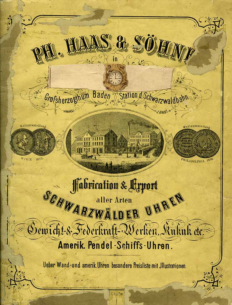 Katalog der Firma Philipp Haas & Söhne (PHS), St. Georgen 1880 (Deutsches Uhrenmuseum Furtwangen CC BY-SA)