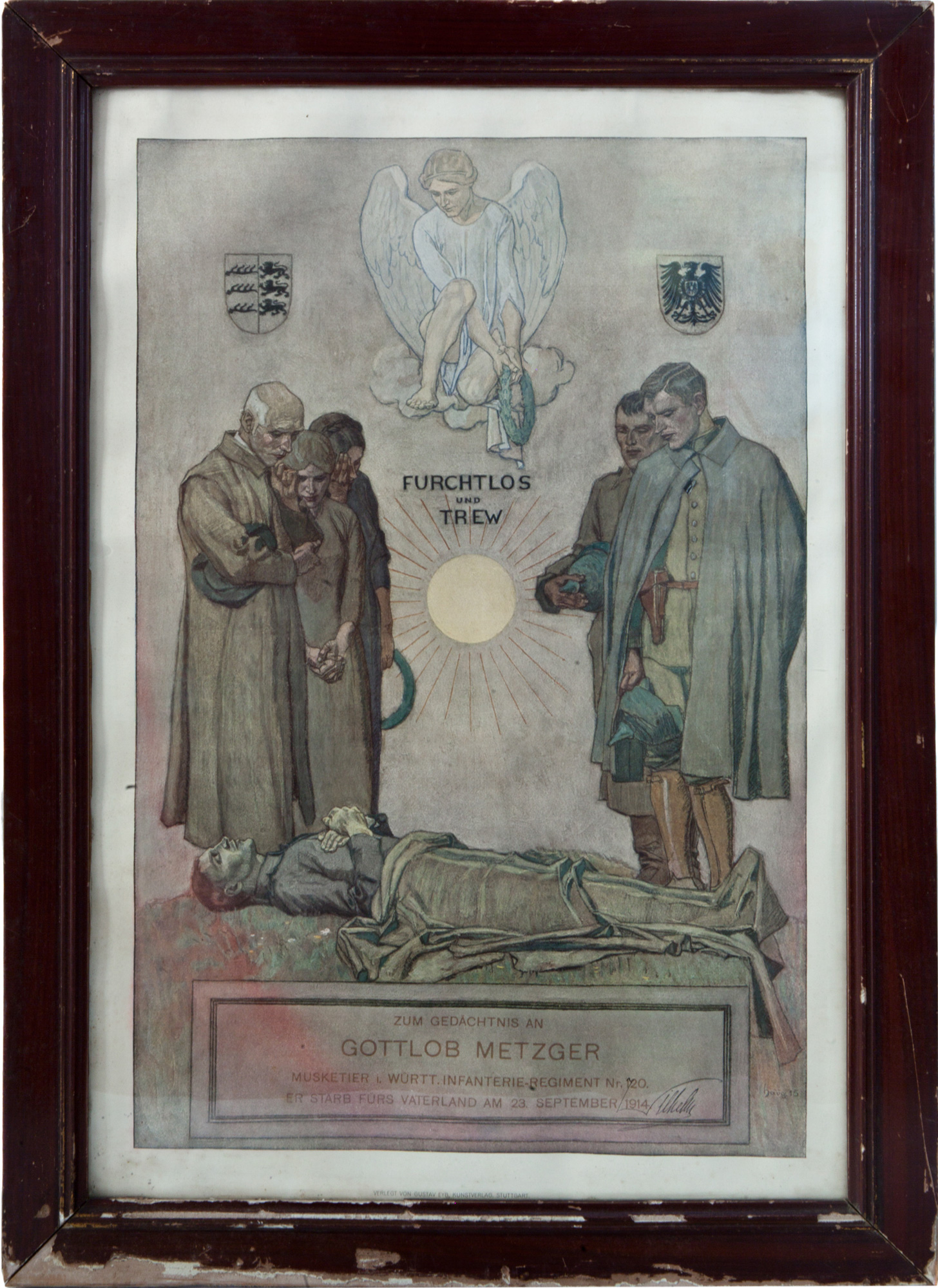 Gedenkblatt für Gefallene des Ersten Weltkriegs (Stadtmuseum im Gelben Haus Esslingen CC BY-NC-SA)