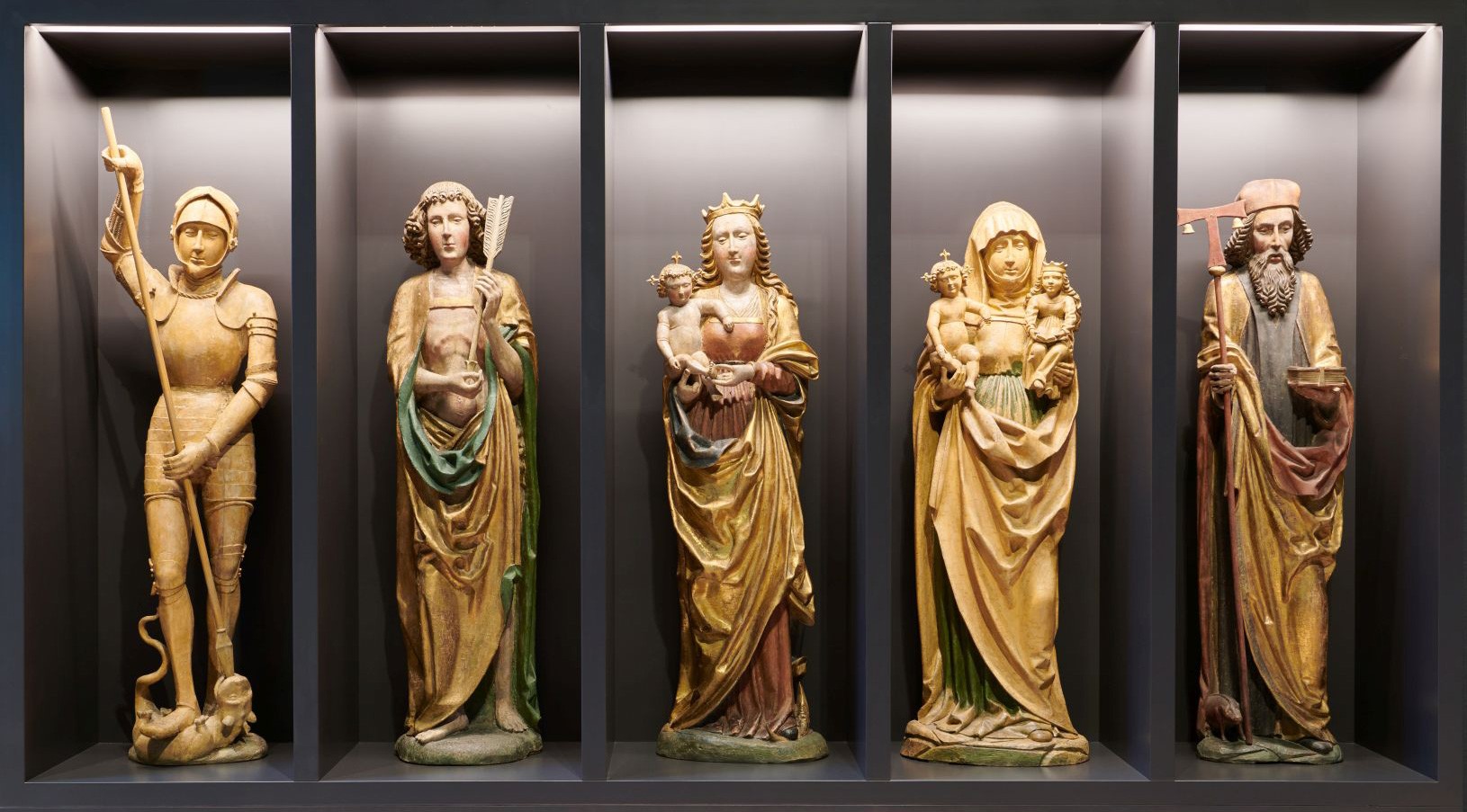 Hl. Georg, hl. Sebastian, Maria mit Kind, Anna Selbdritt und hl. Antonius (Dominikanermuseum Rottweil CC BY-NC-SA)