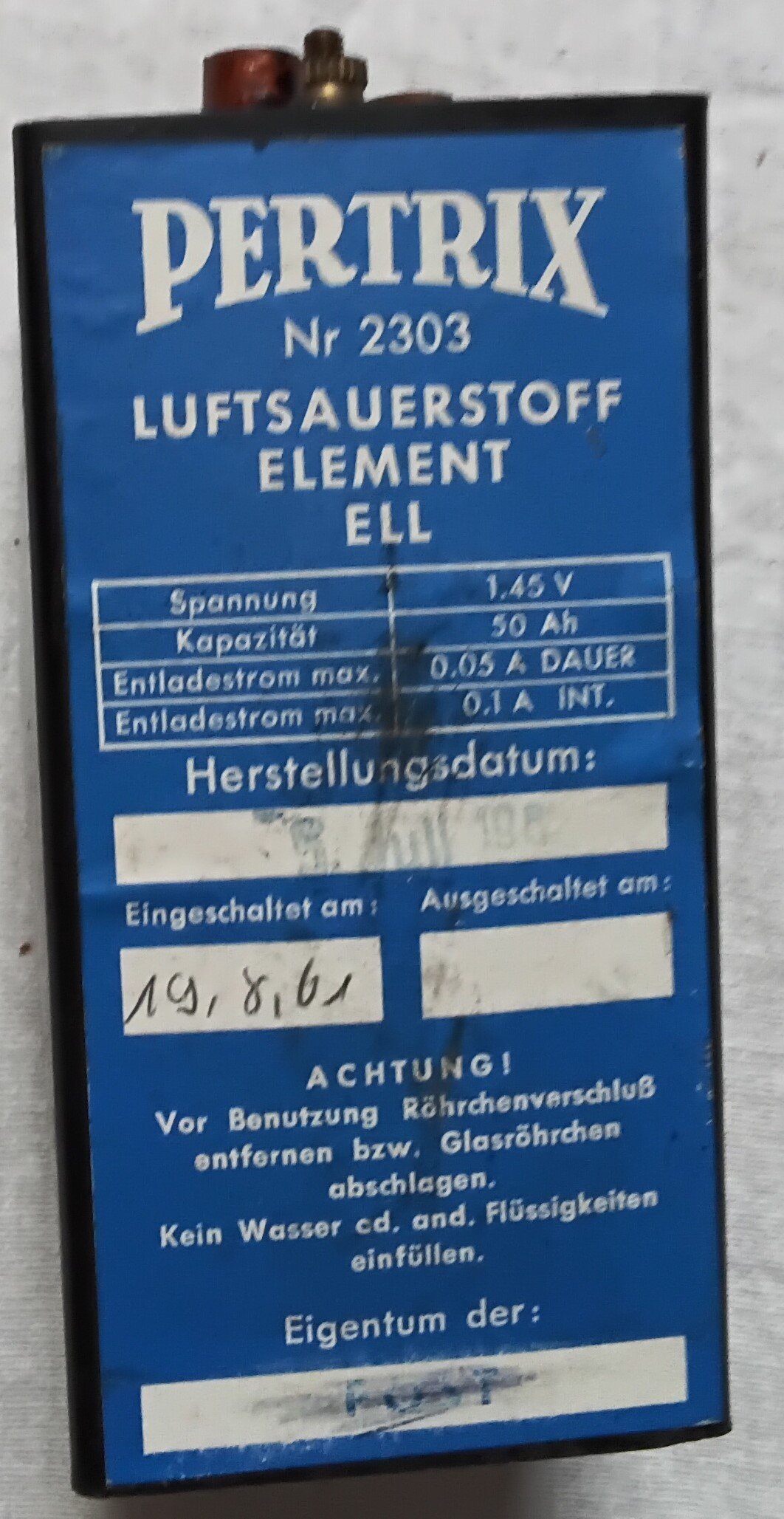 Batterie (Luftsauerstoffelement ELL) (Heimatmuseum Aichstetten CC BY-NC-SA)
