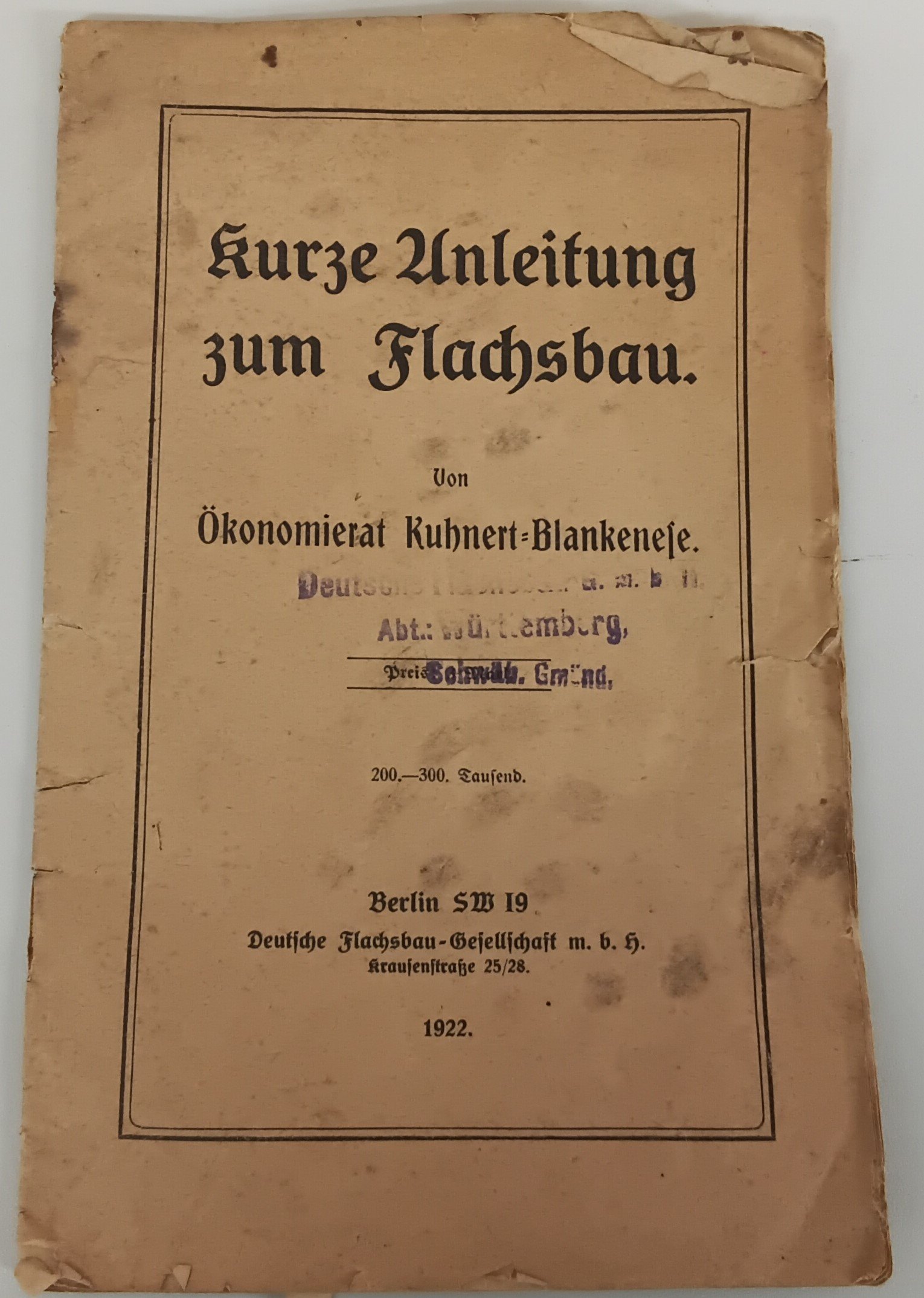 Buch Anleitung zum Flachsbau (Heimatmuseum Aichstetten CC BY-NC-SA)