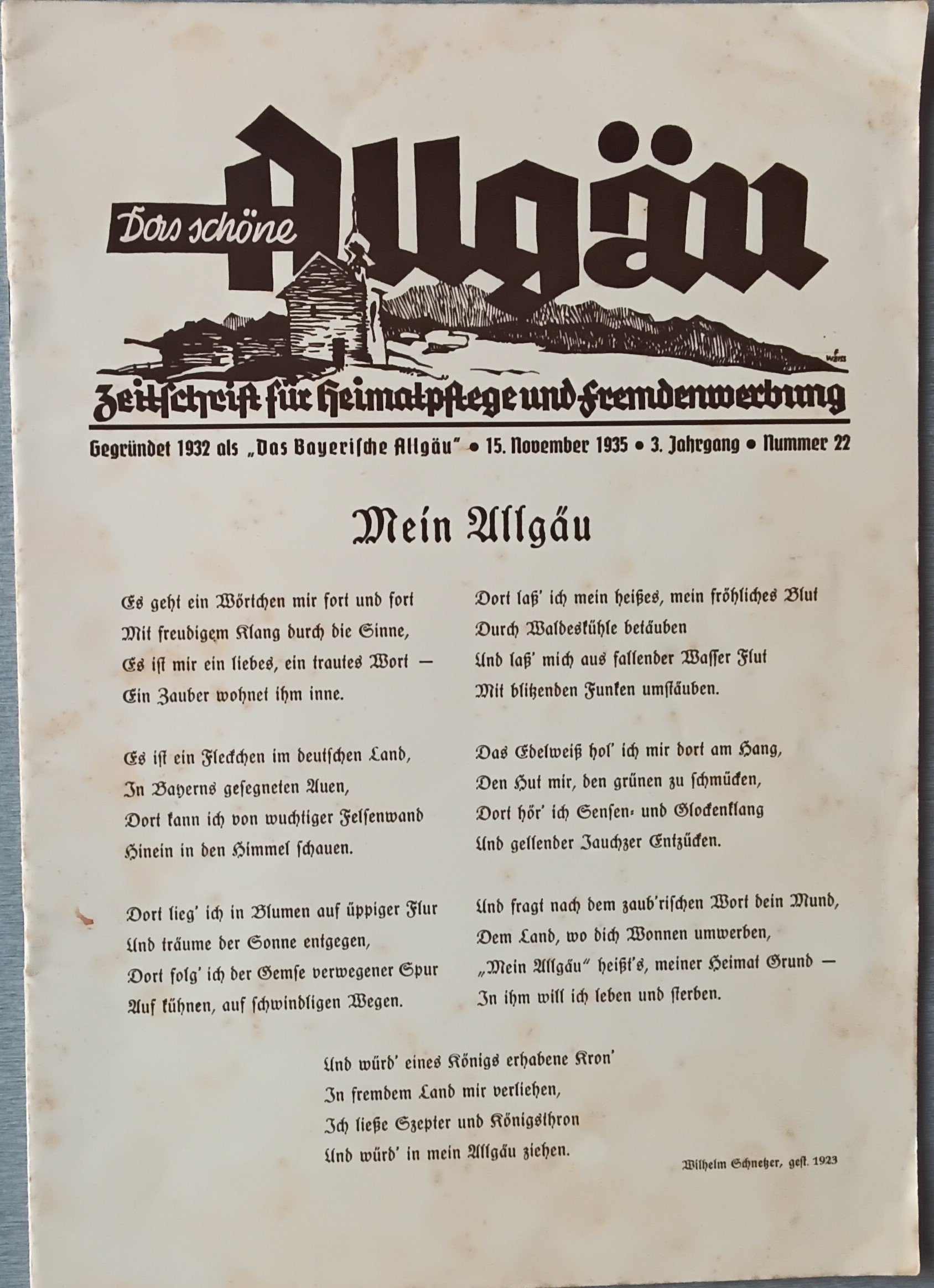 Das schöne Allgäu 1935 Heft 22 (Heimatmuseum Aichstetten CC BY-NC-SA)