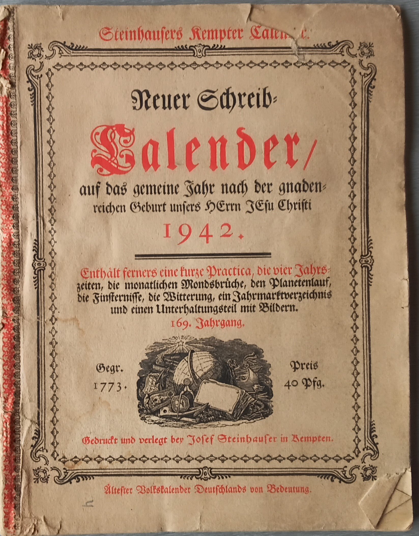 Neuer Schreib-Kalender (Heimatmuseum Aichstetten CC BY-NC-SA)
