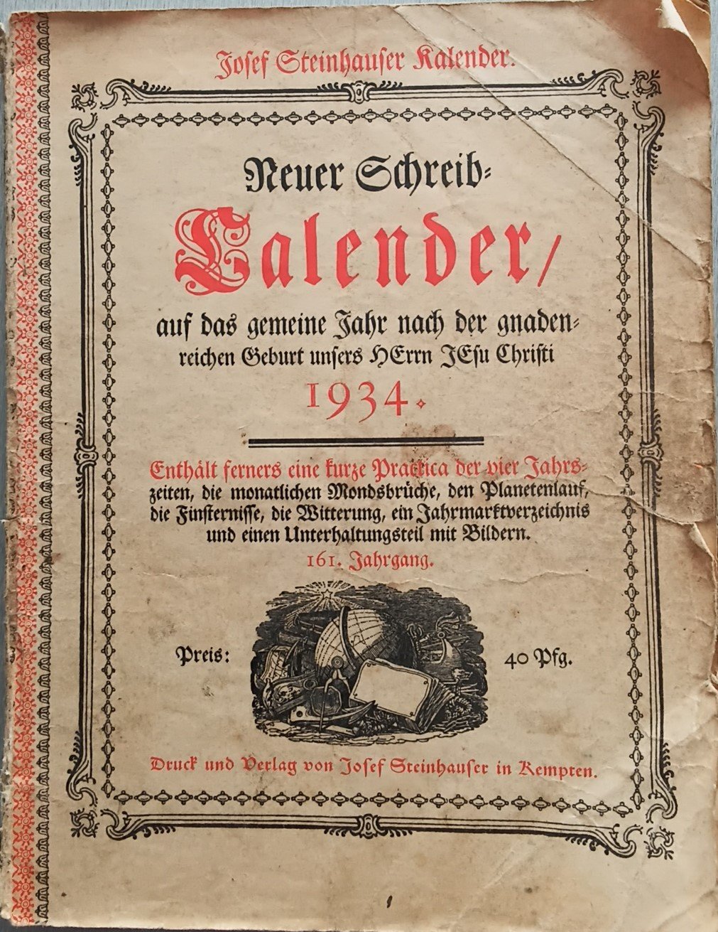 Steinhauser Kalender 1934 (Heimatmuseum Aichstetten CC BY-NC-SA)