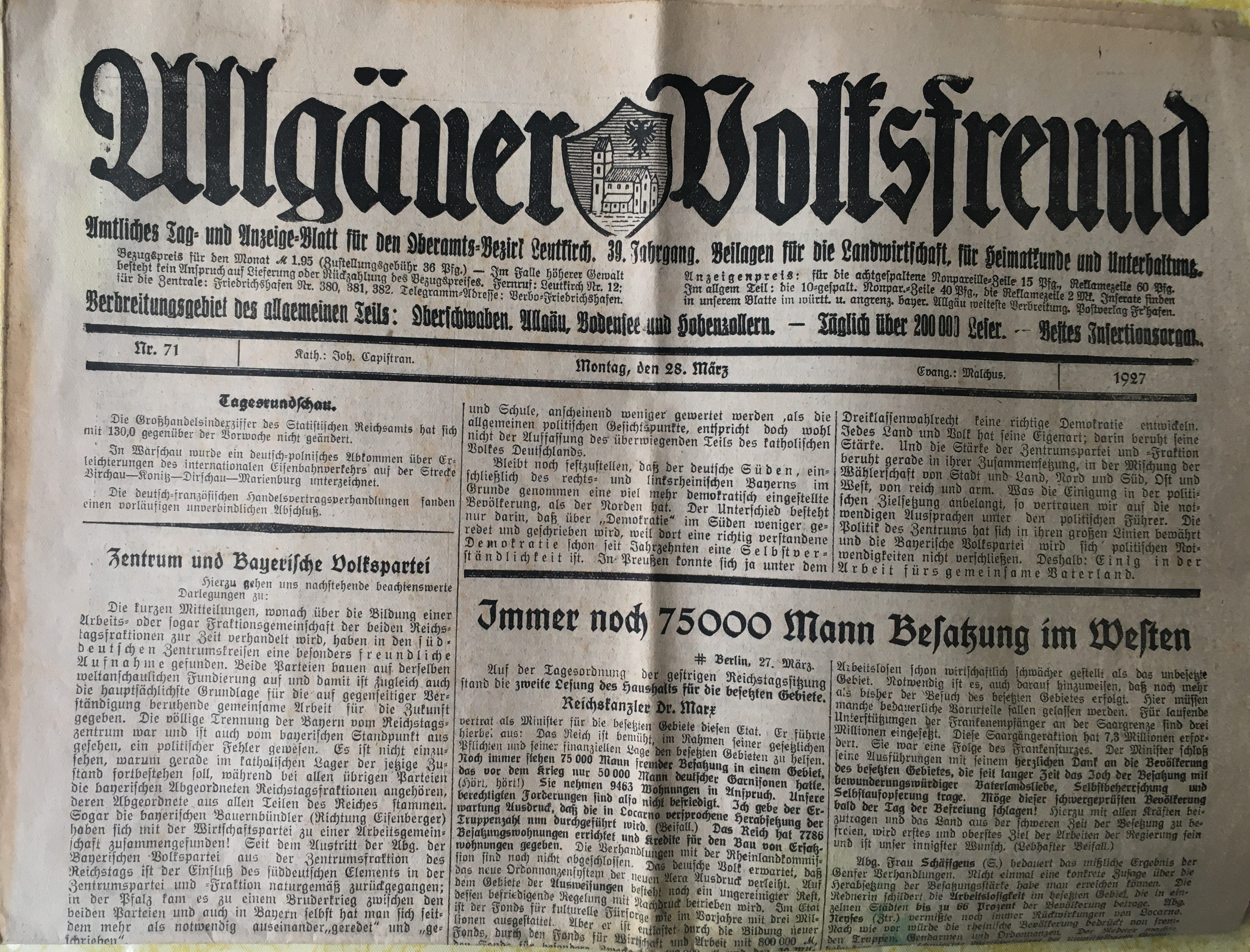 Allgäuer Volksfreund 1927-März (Heimatmuseum Aichstetten CC BY-NC-SA)