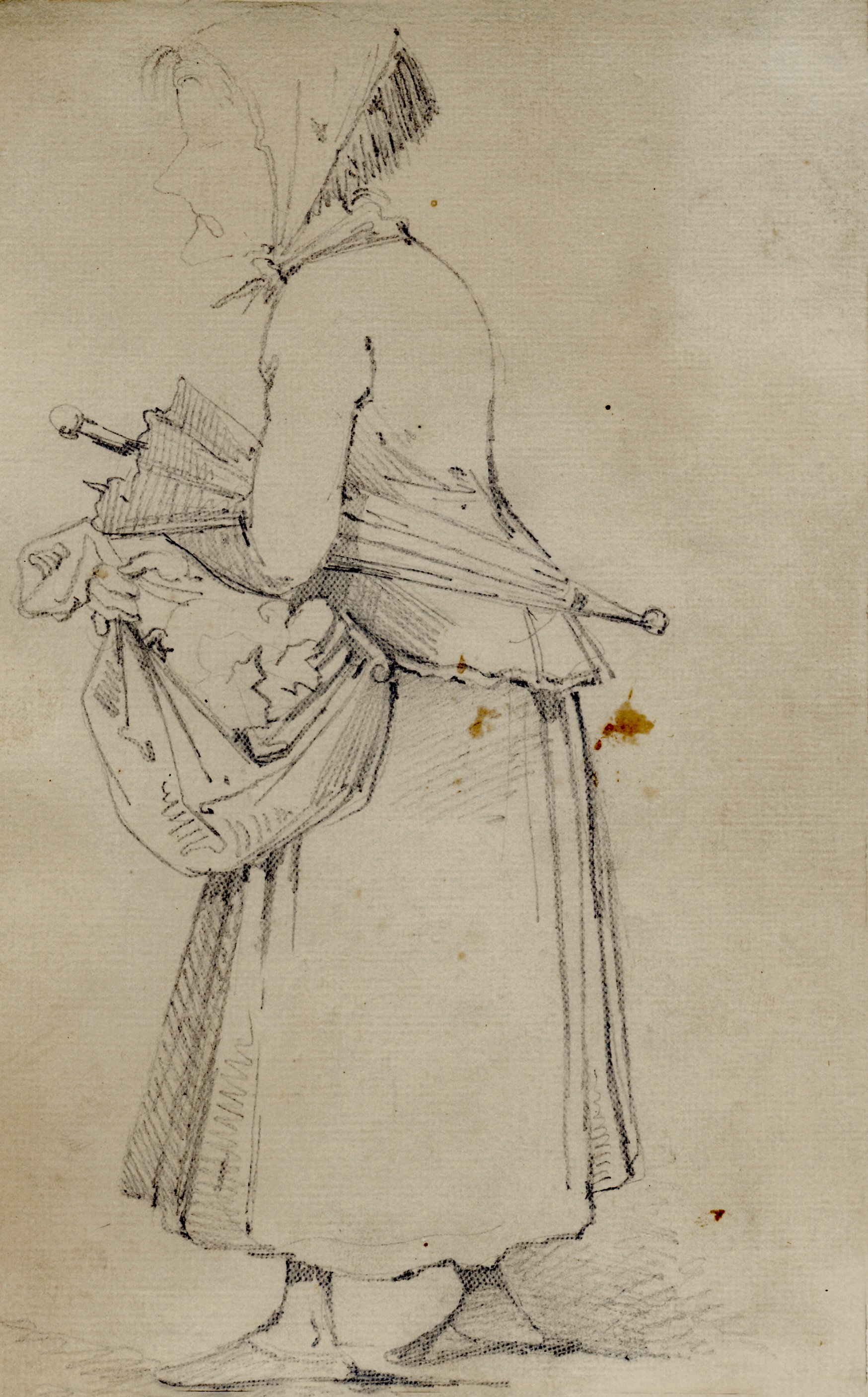Handzeichnung: Darstellung einer alten Frau (Museum im Prediger / Galerie im Prediger / Silberwarenmuseum Ott-Pauser'sche Fabrik CC BY-NC-SA)
