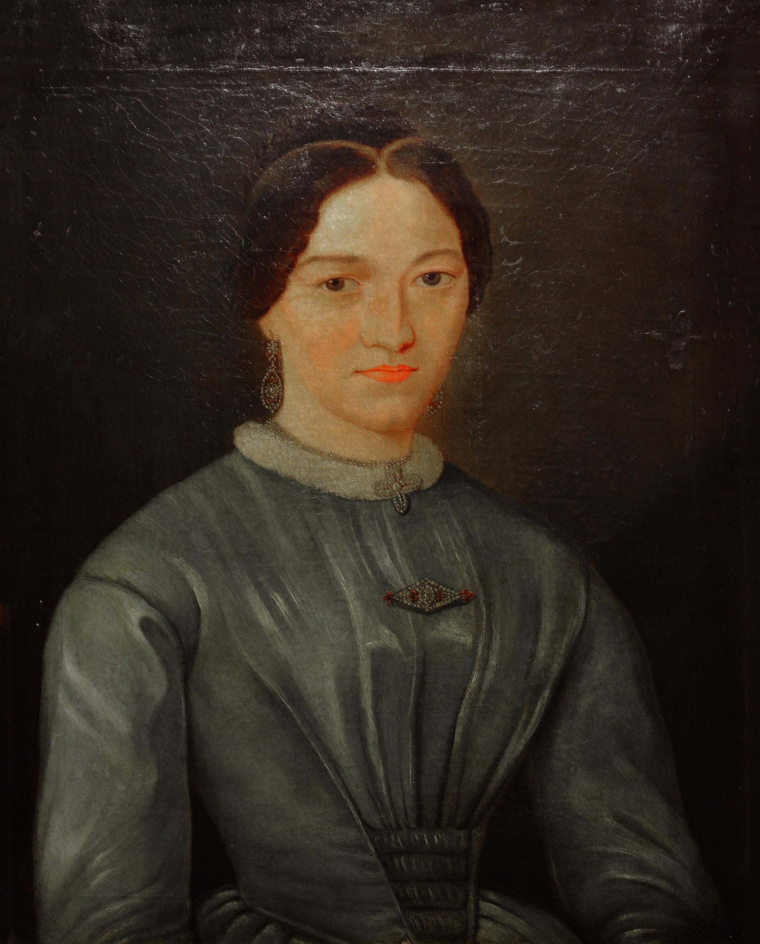 Gemälde: Porträt der Ehefrau des Schulpflegers Kraus (Museum im Prediger / Galerie im Prediger / Silberwarenmuseum Ott-Pauser'sche Fabrik CC BY-NC-SA)