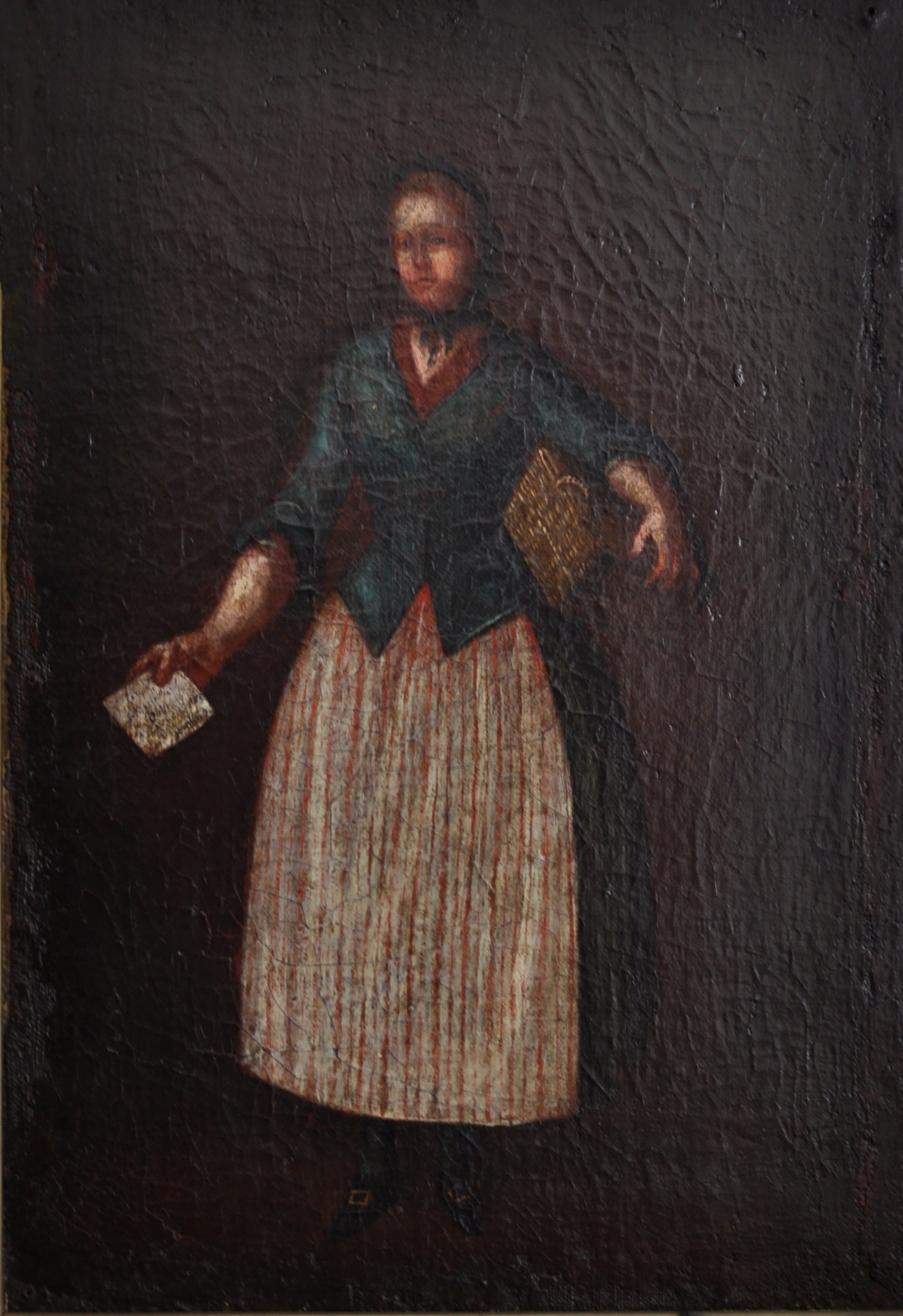 Gemälde: Porträt einer Postbotin (Museum im Prediger / Galerie im Prediger / Silberwarenmuseum Ott-Pauser'sche Fabrik CC BY-NC-SA)