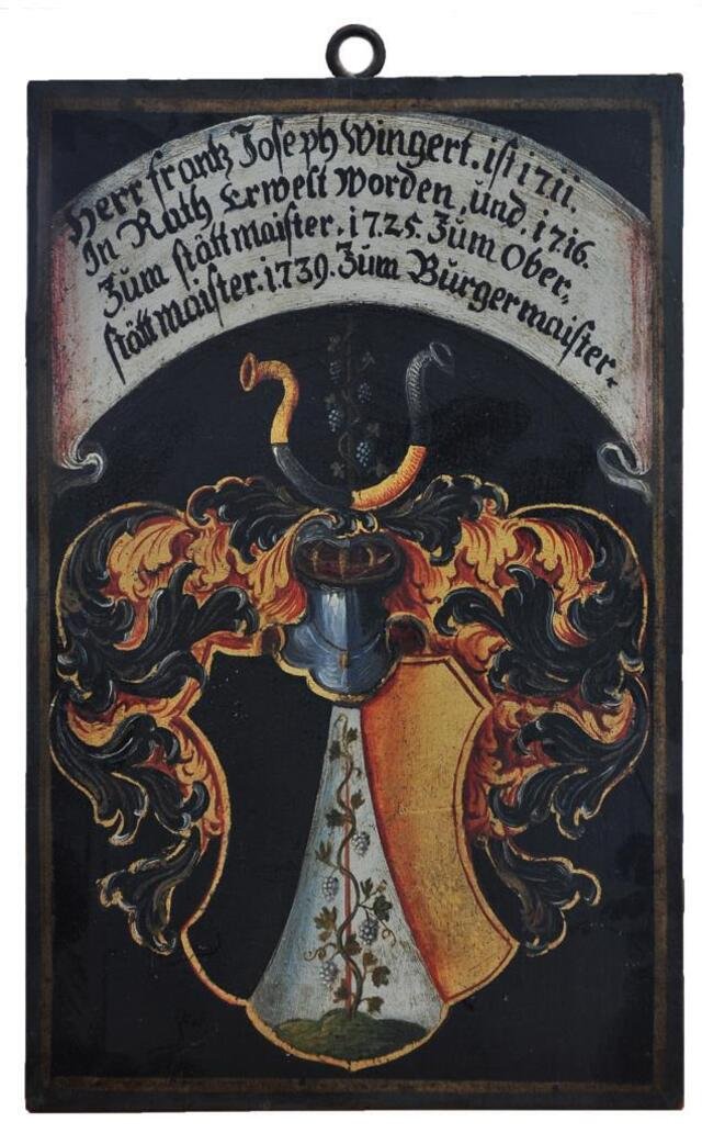 Wappentafel des Franz Josef Wingert (Museum und Galerie im Prediger CC BY-NC-SA)