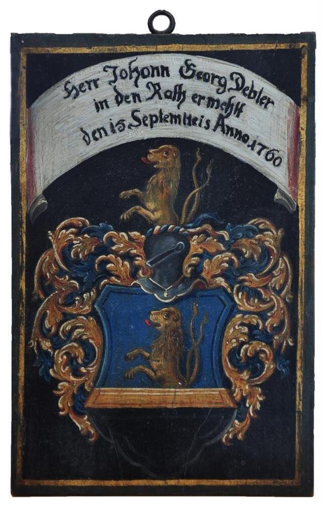 Wappentafel des Johann Georg Debler (Museum und Galerie im Prediger CC BY-NC-SA)