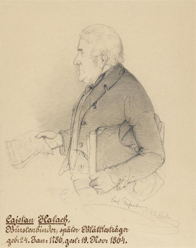 Brustbildnis des Bürstenbinders (später: Zeitungsausträger) Cajetan Halach (1786 - 1864) (Museum und Galerie im Prediger CC BY-NC-SA)