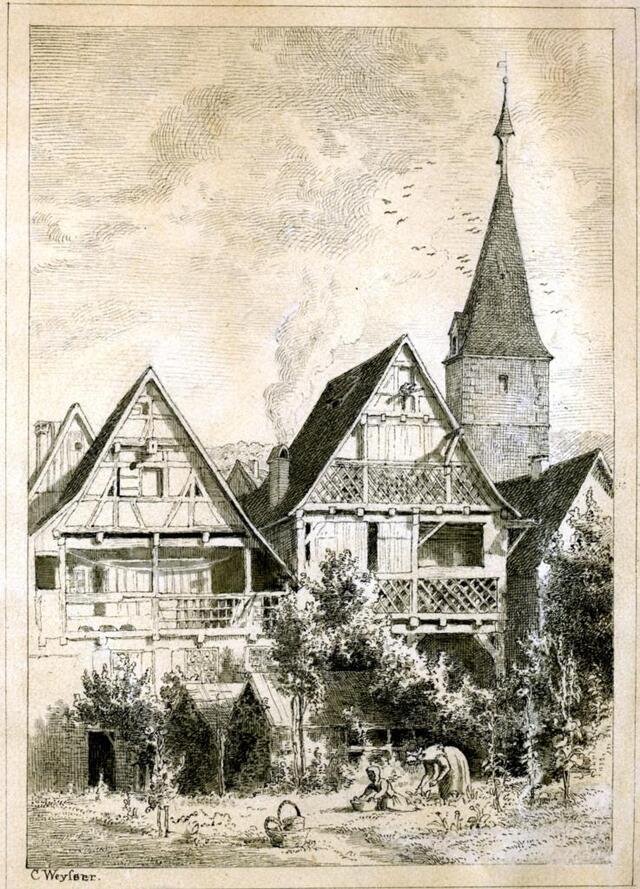 Schwäbisch Gmünd: Häuser der Schmiedgasse (vom Lazareth aus gesehen) (Museum und Galerie im Prediger CC BY-NC-SA)