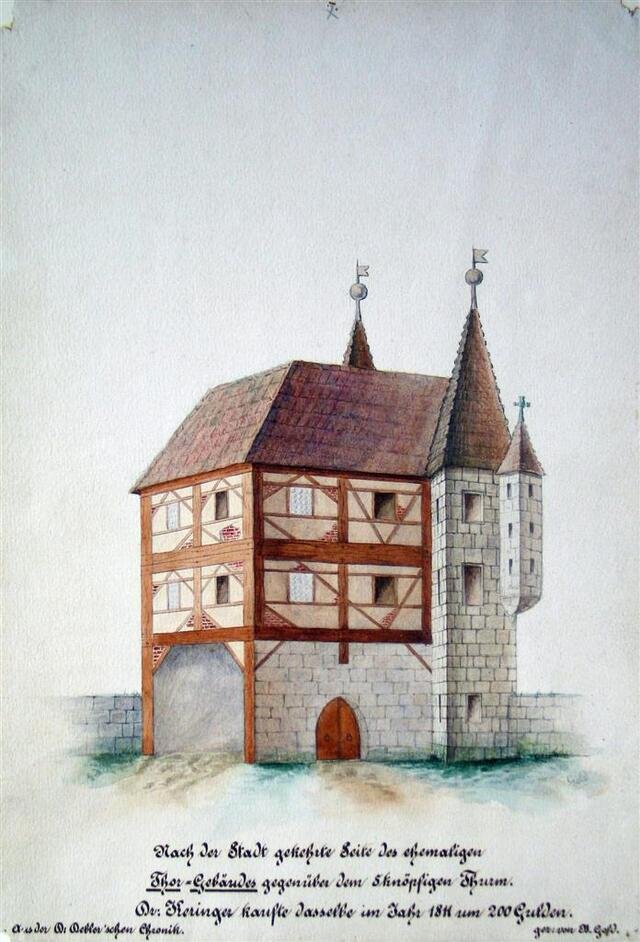 Schwäbisch Gmünd: Ehemaliges Torgebäude (nach der Debler'schen Chronik) (Museum und Galerie im Prediger CC BY-NC-SA)