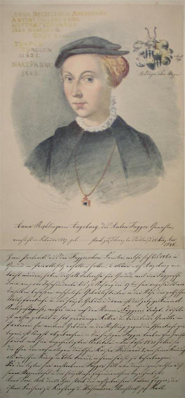 Porträt: Brustbild der Anna Rehlingerin, Gemahlin des Anton Fugger (Museum und Galerie im Prediger CC BY-NC-SA)