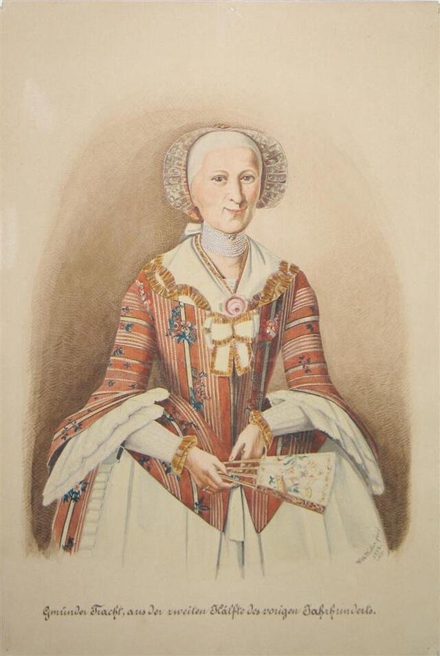 Hüftbildnis einer Frau in Gmünder Tracht um 1780 (Museum und Galerie im Prediger CC BY-NC-SA)
