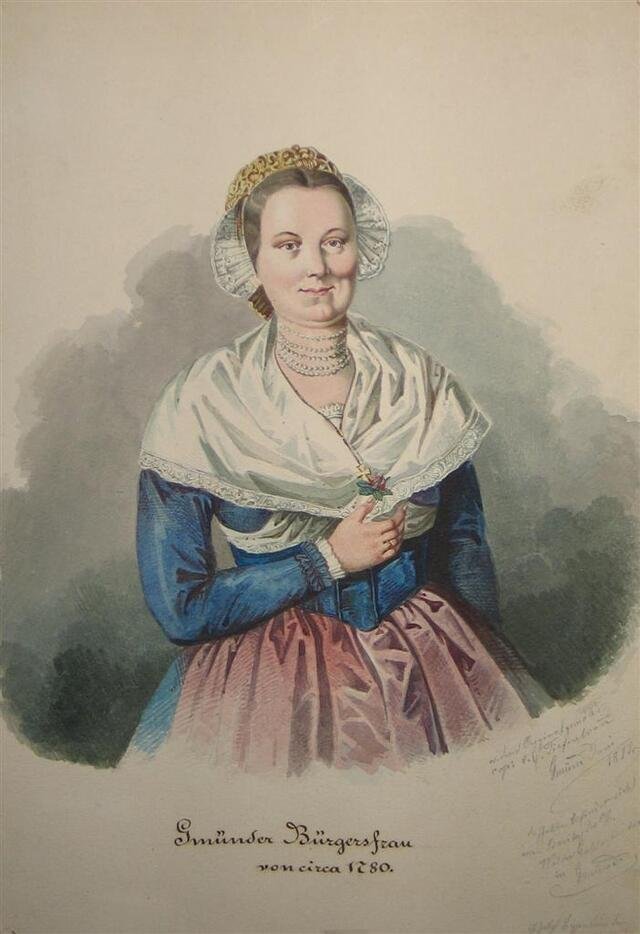 Hüftbildnis einer Gmünder Bürgersfrau um 1780 (Museum und Galerie im Prediger CC BY-NC-SA)