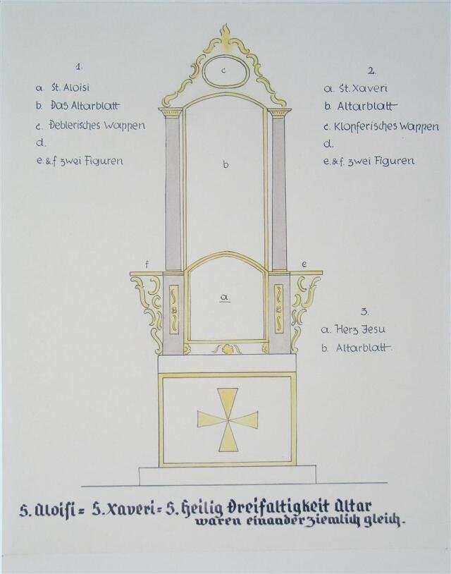 Skizze eines Altars (Bezogen auf drei ähnliche Altäre: Sankt-Alois, Sankt-Xaver, Sankt-Dreifaltigkeits-Altar) (Museum und Galerie im Prediger CC BY-NC-SA)