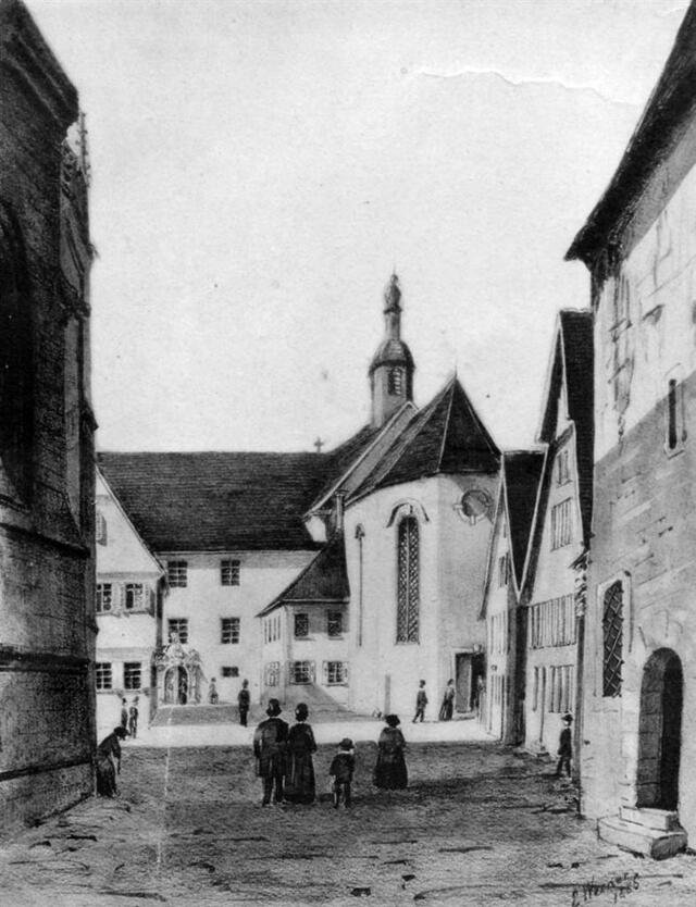 Schwäbisch Gmünd: Blick vom Münsterplatz auf Ostseite des Augustinerklosters (Museum und Galerie im Prediger CC BY-NC-SA)