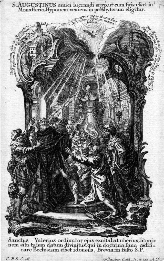 Augustinus wird zum Priester geweiht (nach einem Fresko an der südlichen Chorwand der Augustinuskirche) [Augustinus-Vita Nr. 10] (Museum und Galerie im Prediger CC BY-NC-SA)