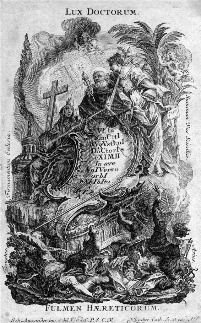 Titelblatt der Augustinus-Vita (nach einem Fresko in der Augustinuskirche) [Augustinus-Vita Nr. 1] (Museum und Galerie im Prediger CC BY-NC-SA)