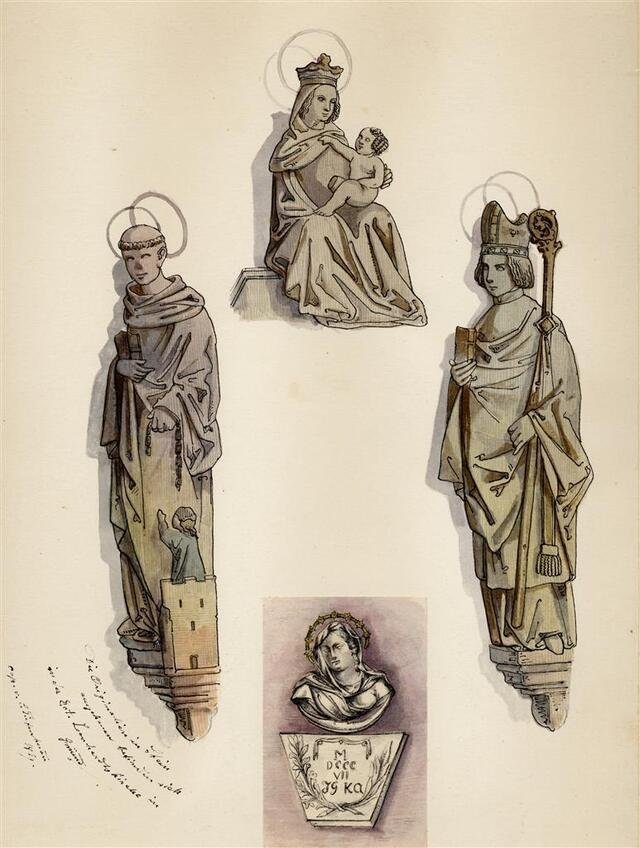 Schwäbisch Gmünd: Vier Steinfiguren aus der St. Leonhardskapelle (Museum und Galerie im Prediger CC BY-NC-SA)