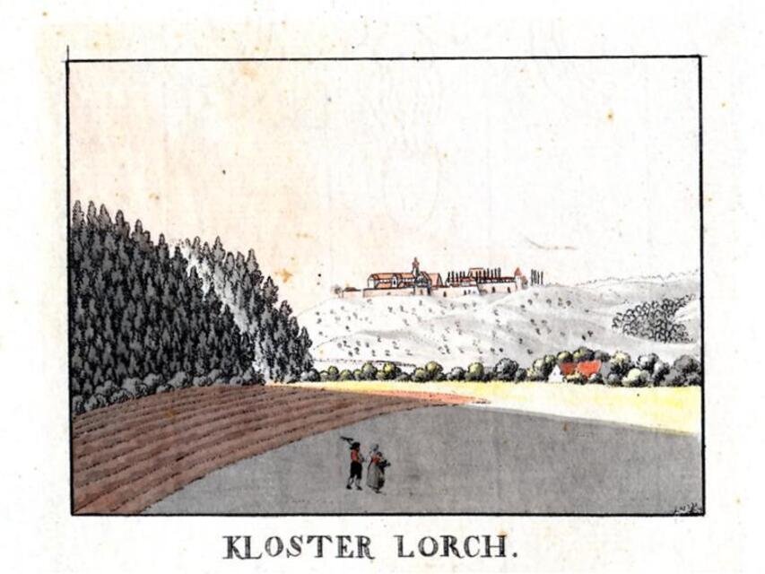 Ansicht des Klosters Lorch aus der Ferne (Museum und Galerie im Prediger CC BY-NC-SA)