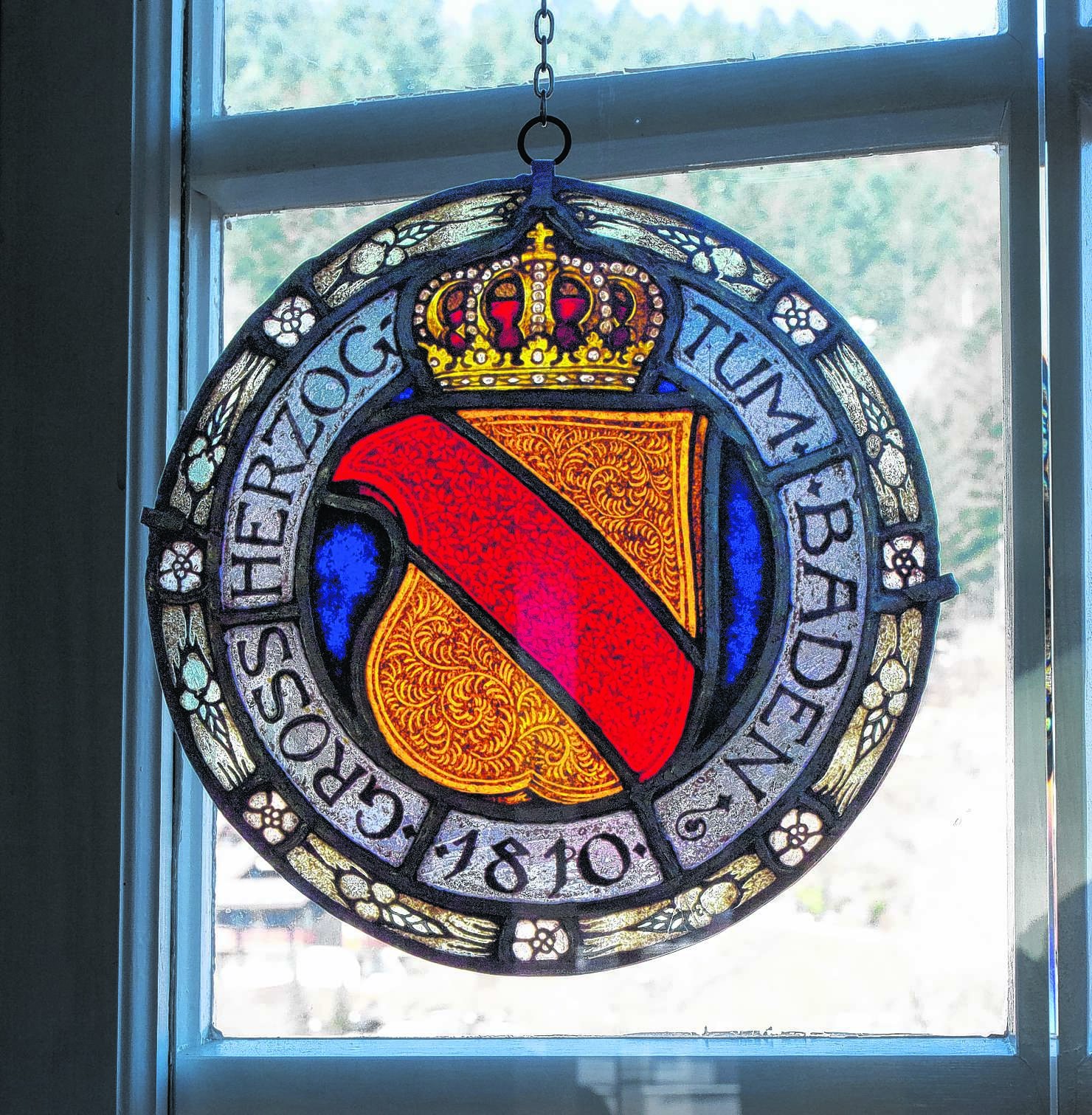 Fensterglas Wappen des Großherzogtums Baden (Stadt Schiltach CC BY-NC-ND)