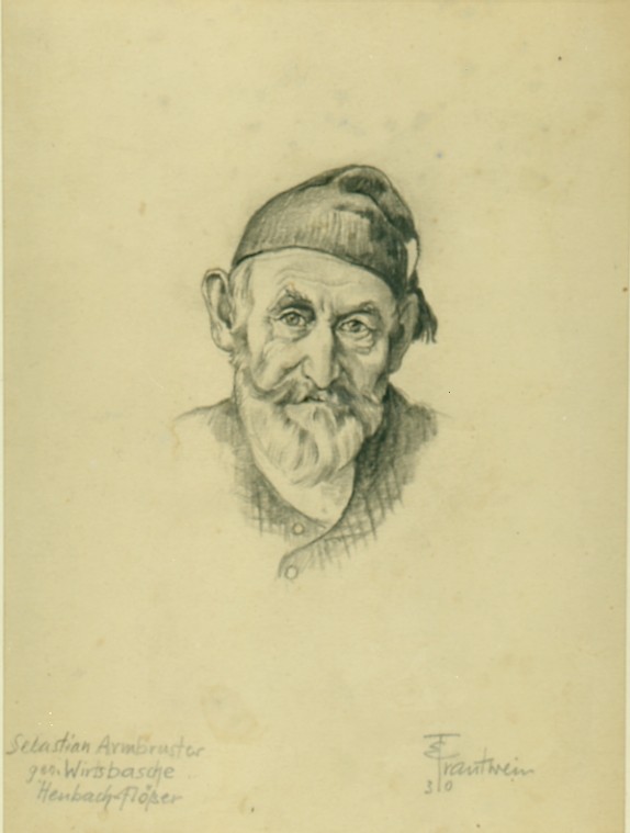 Zeichnung Porträt eines alten Mannes mit Mütze (Stadt Schiltach CC BY-NC-ND)
