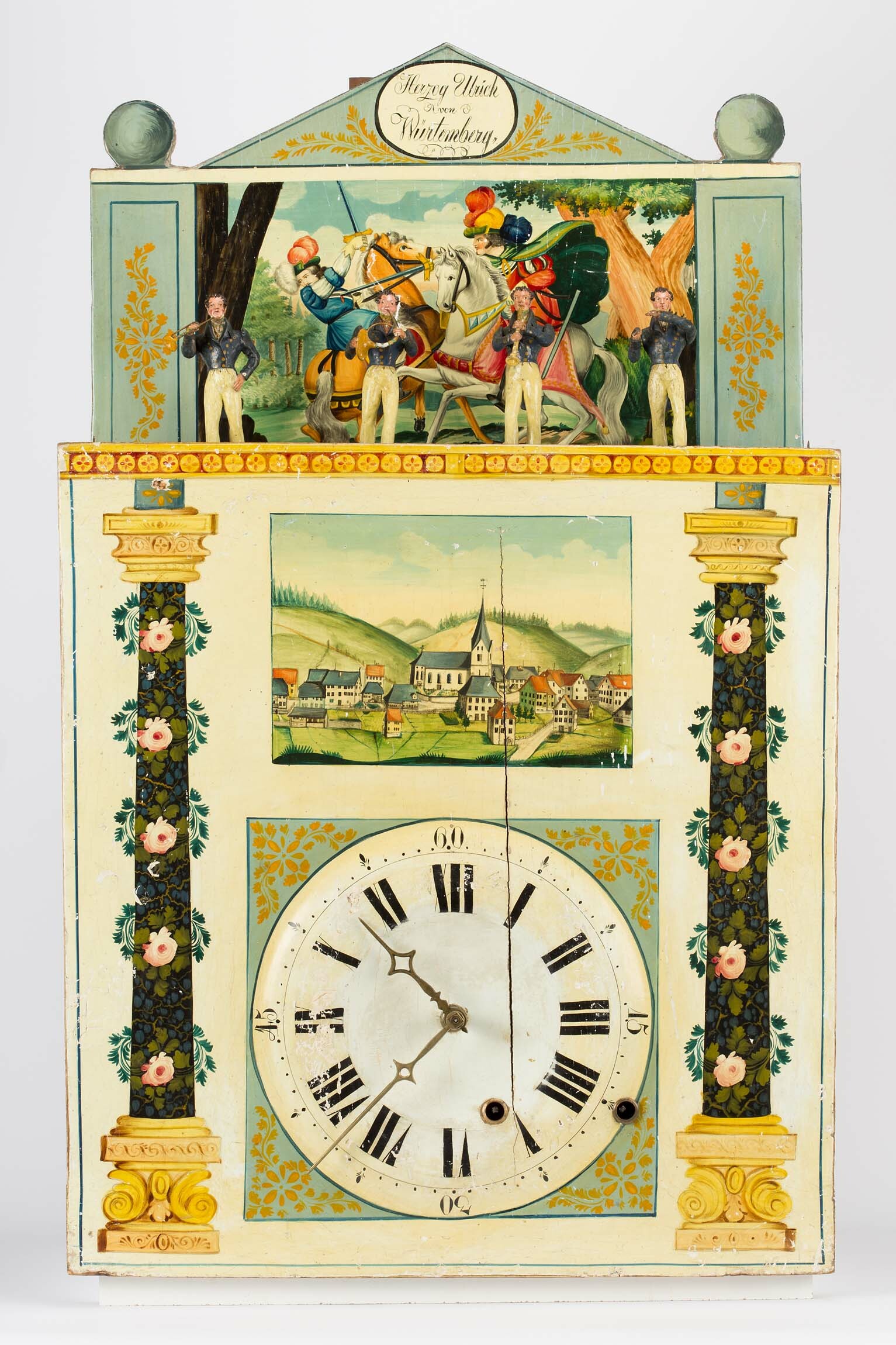 Flötenuhr mit Figurenautomat, Schwarzwald, um 1840 (Deutsches Uhrenmuseum CC BY-SA)