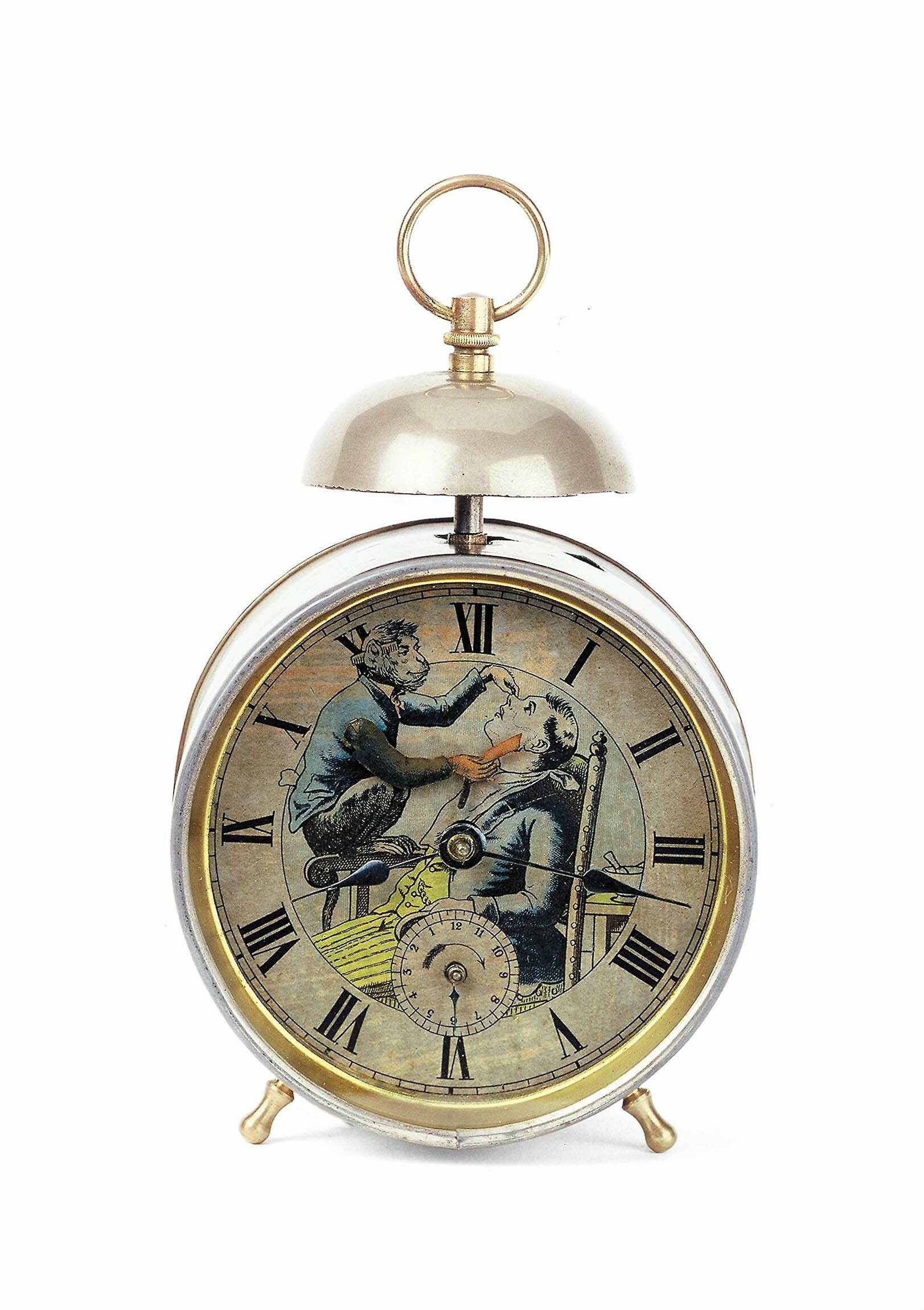 Babywecker mit Affenbarbier, Union Clock Company, Furtwangen, um 1900 (Deutsches Uhrenmuseum CC BY-SA)