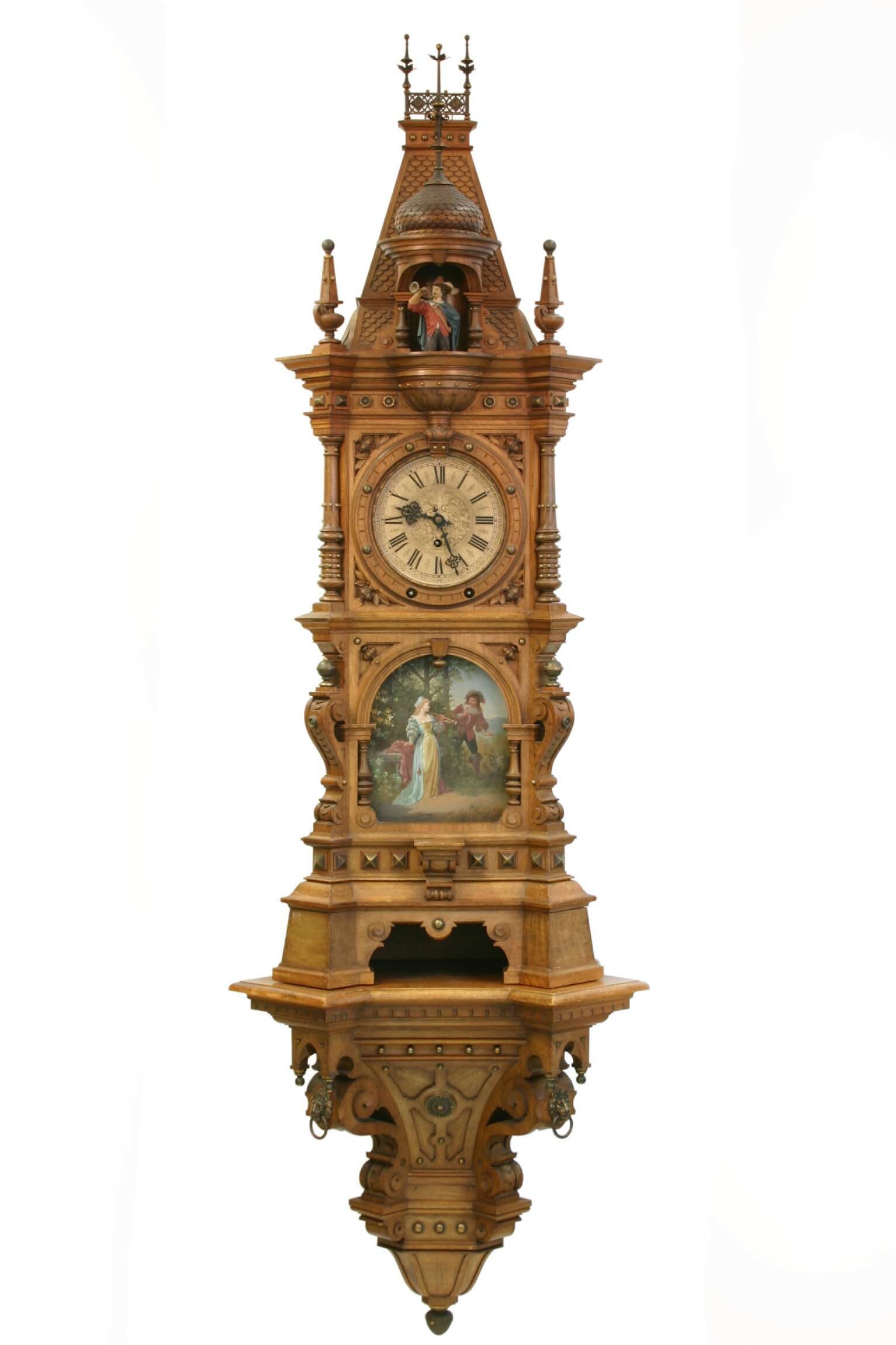 Trompeteruhr, Emilian Wehrle und Co., Furtwangen, 1890 (Deutsches Uhrenmuseum CC BY-SA)