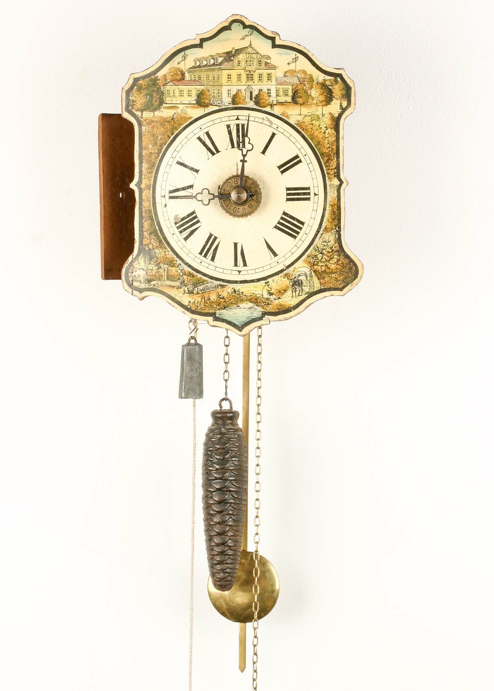 Lackschilduhr, Schwarzwald, um 1880 (Deutsches Uhrenmuseum CC BY-SA)