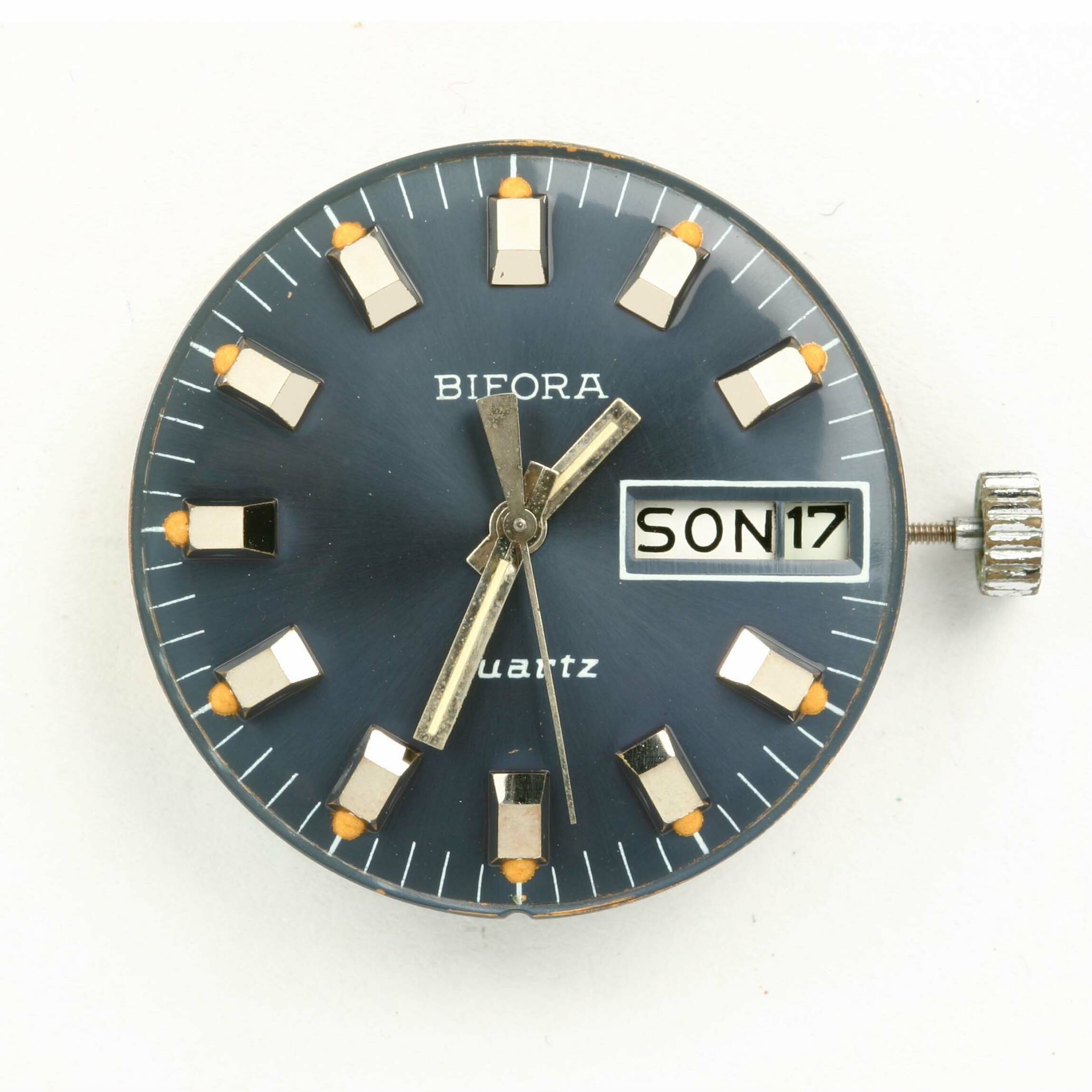 Armbanduhr, Bifora, Schwäbisch Gmünd, um 1973. (Deutsches Uhrenmuseum CC BY-SA)