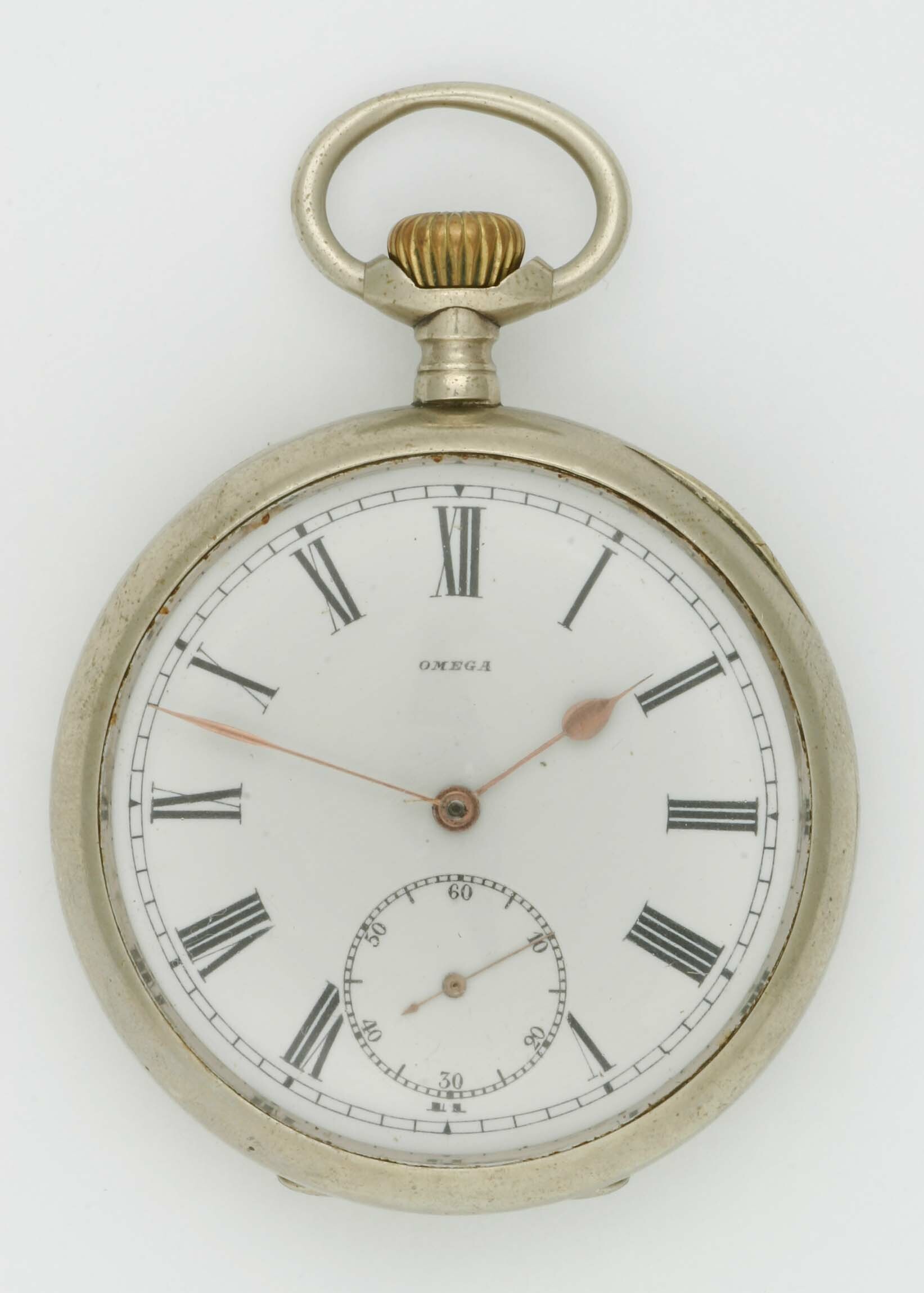 Taschenuhr Omega, Biel, um 1910 (Deutsches Uhrenmuseum CC BY-SA)