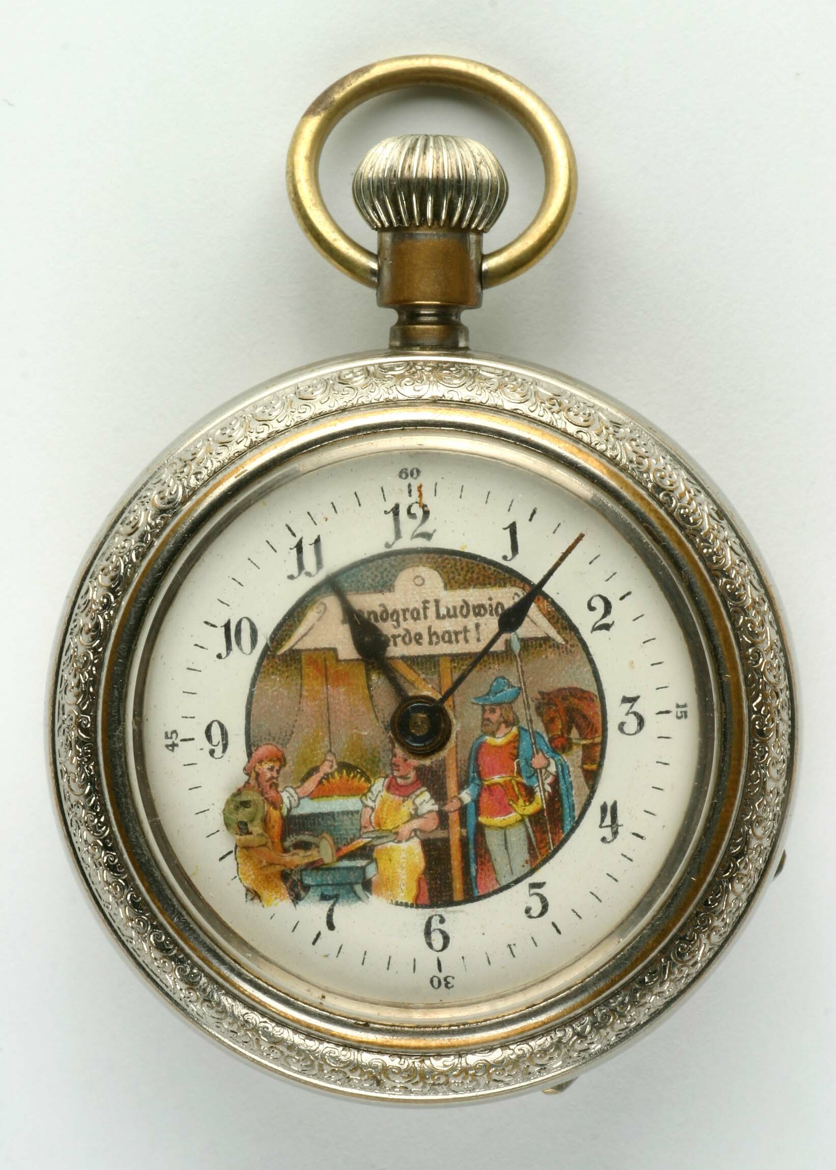 Taschenuhr mit Automat, Gebrüder Thiel, Ruhla, um 1900 (Deutsches Uhrenmuseum CC BY-SA)