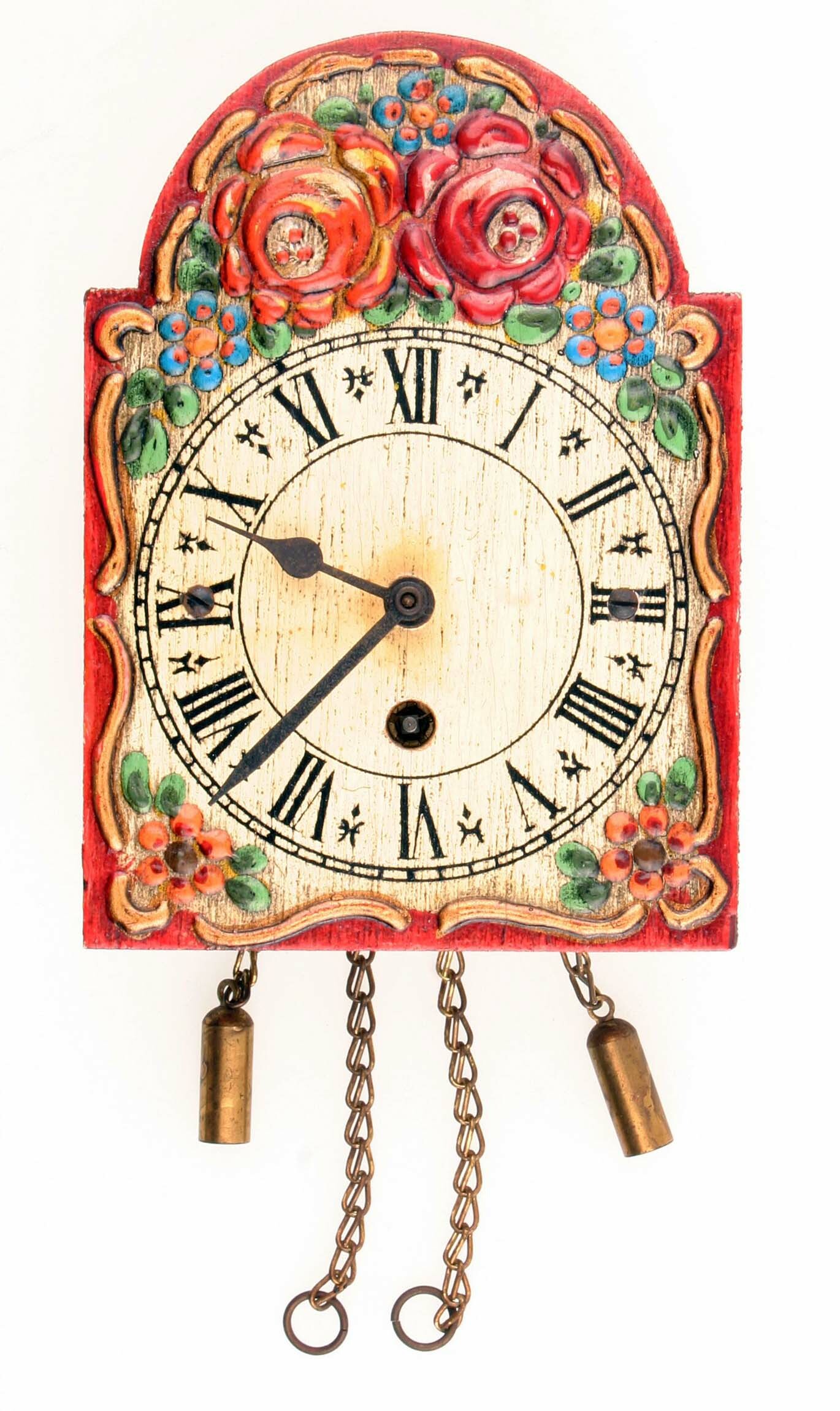 Miniaturuhr, Gebr. Wintermantel, Triberg, Mitte 20. Jahrhundert (Deutsches Uhrenmuseum CC BY-SA)