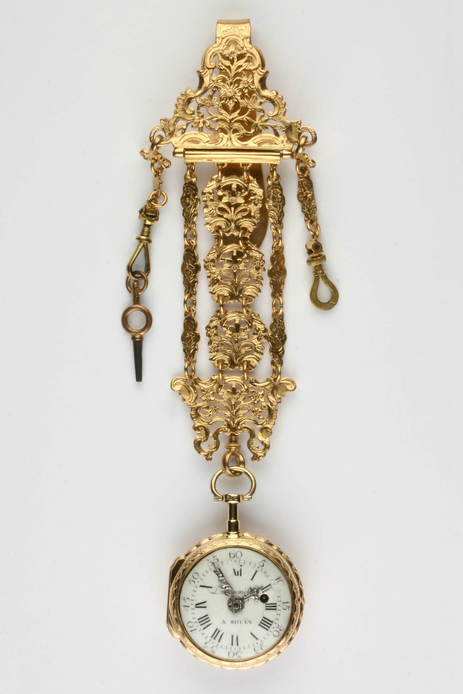 Taschenuhr mit Chatelaine, DuSommérard, Rouen, um 1750 (Deutsches Uhrenmuseum CC BY-SA)